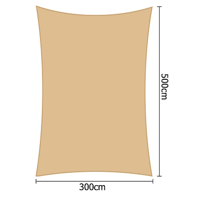 Heavy Duty Rectangle Shade Sail Canopy 3x5m Sand Beige - Free Shipping