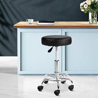 PU Leather Swivel Salon Stool - Black - Brand New - Free Shipping