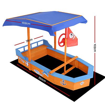 Boat-shaped Canopy Sand Pit - Brand New - Free Shipping