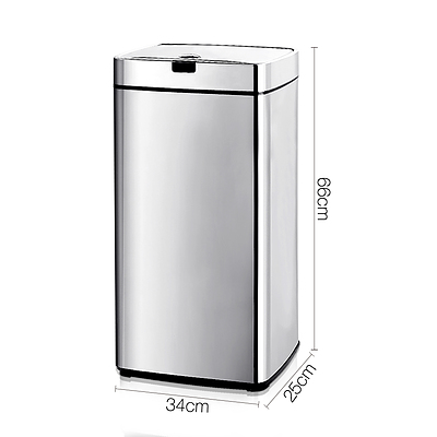 45L Motion Sensor Rubbish Bin - Silver - Free Shipping