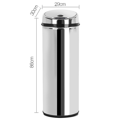 50L Stainless Steel Motion Sensor Rubbish Bin - Free Shipping