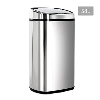 58L Stainless Steel Motion Sensor Rubbish Bin - Free Shipping