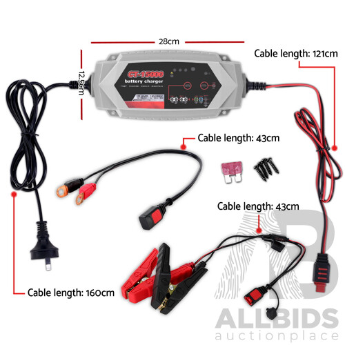 Smart Battery Charger 15A 12V 24V Automatic SLA AGM Car Truck Boat Motorcycle Caravan - Brand New - Free Shipping