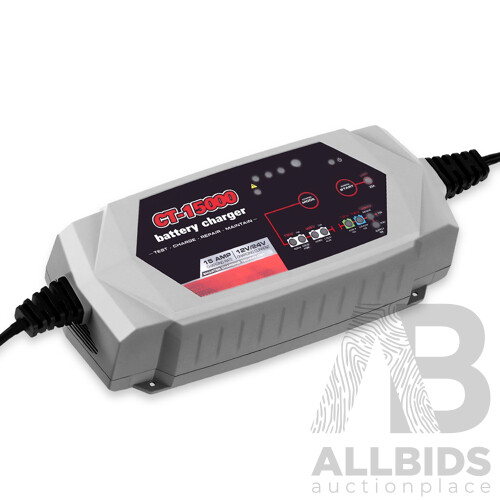Smart Battery Charger 15A 12V 24V Automatic SLA AGM Car Truck Boat Motorcycle Caravan - Brand New - Free Shipping