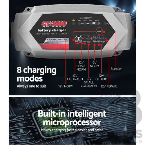 Smart Battery Charger 3.5A 12V 6V Automatic SLA AGM Car Truck Boat Motorcycle Caravan - Brand New - Free Shipping
