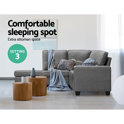 Sofa Lounge Set 4 Seater Modular Chaise Chair Suite Couch Fabric Grey