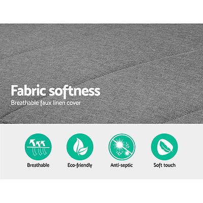 1950mm 3 Seater Sofa Bed Recliner Lounge Couch Futon Grey Fabric