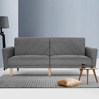 1950mm 3 Seater Sofa Bed Recliner Lounge Couch Futon Grey Fabric