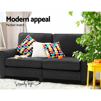 1780mm 3 Seater Sofa Suite Lounger Couch Fabric Dark Grey