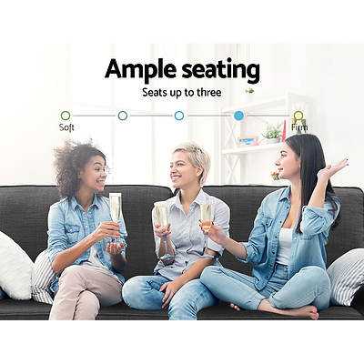 1780mm 3 Seater Sofa Suite Lounger Couch Fabric Dark Grey