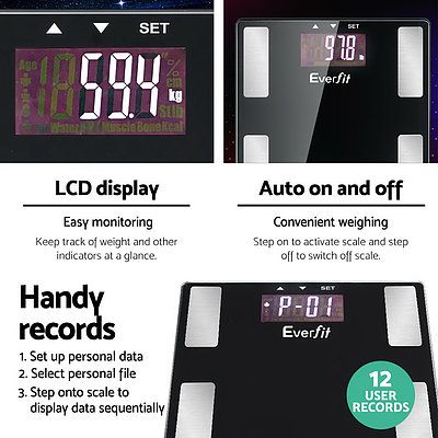 Electronic Digital Body Fat Scale Bathroom Weight Scale-Black - Brand New - Free Shipping