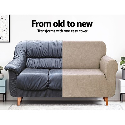 High Stretch Sofa Cover Couch Protector Slipcovers 1 Seater Sand