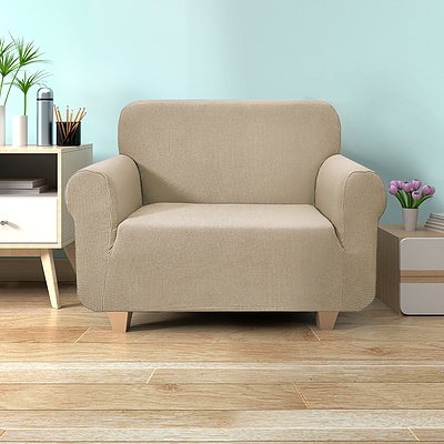 High Stretch Sofa Cover Couch Protector Slipcovers 1 Seater Sand