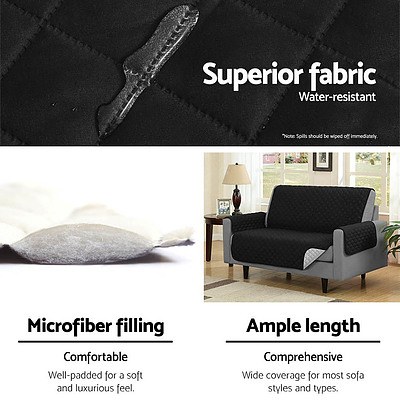 Sofa Cover Quilted Couch Covers Protector Slipcovers 1 Seater Black