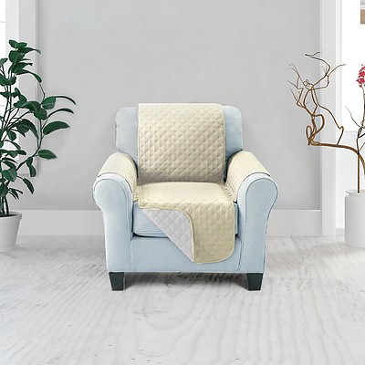 Sofa Cover Quilted Couch Covers Protector Slipcovers 1 Seater Khaki