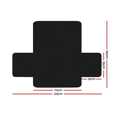 Sofa Cover Quilted Couch Covers Protector Slipcovers 2 Seater Black - Brand New - Free Shipping