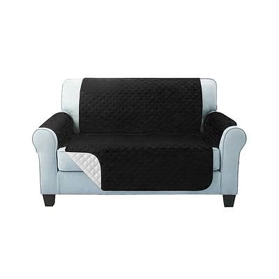 Sofa Cover Quilted Couch Covers Protector Slipcovers 2 Seater Black - Brand New - Free Shipping