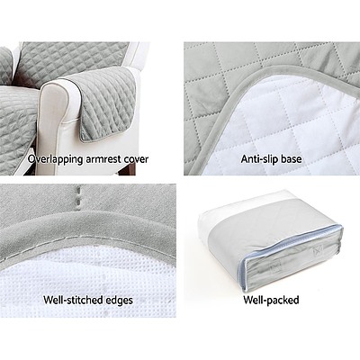 Sofa Cover Quilted Couch Covers Protector Slipcovers 2 Seater Grey - Brand New - Free Shipping