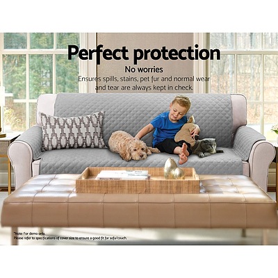 Sofa Cover Quilted Couch Covers Protector Slipcovers 2 Seater Grey - Brand New - Free Shipping