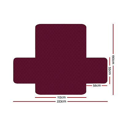 Sofa Cover Quilted Couch Covers Protector Slipcovers 2 Seater Burgundy - Brand New - Free Shipping
