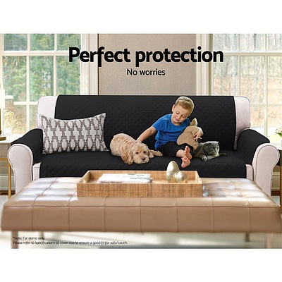 Sofa Cover Quilted Couch Covers Protector Slipcovers 3 Seater Black
