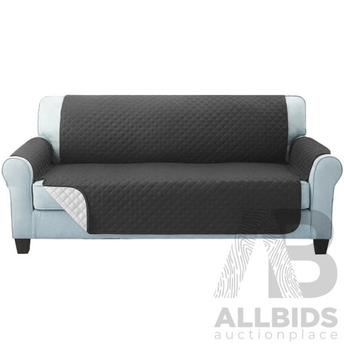 Sofa Cover Quilted Couch Covers Protector Slipcovers 3 Seater Dark Grey - Brand New - Free Shipping