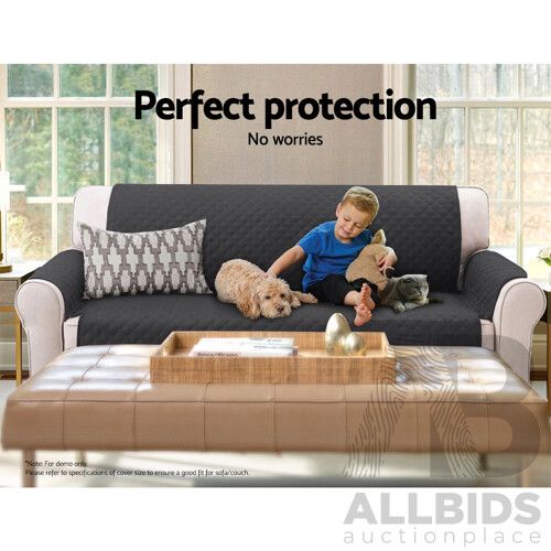 Sofa Cover Quilted Couch Covers Protector Slipcovers 3 Seater Dark Grey - Brand New - Free Shipping