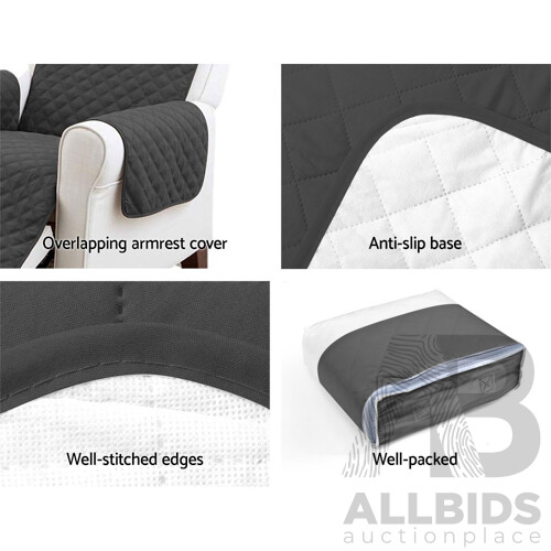 Sofa Cover Quilted Couch Covers Protector Slipcovers 3 Seater Dark Grey - Brand New - Free Shipping