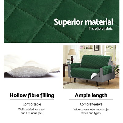 Sofa Cover Quilted Couch Covers Protector Slipcovers 3 Seater Green - Brand New - Free Shipping