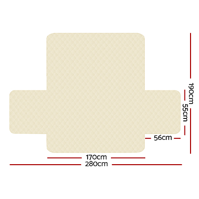 Sofa Cover Quilted Couch Covers Protector Slipcovers 3 Seater Khaki - Brand New - Free Shipping