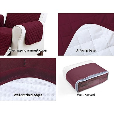 Sofa Cover Quilted Couch Covers Protector Slipcovers 3 Seater Burgundy