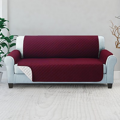 Sofa Cover Quilted Couch Covers Protector Slipcovers 3 Seater Burgundy
