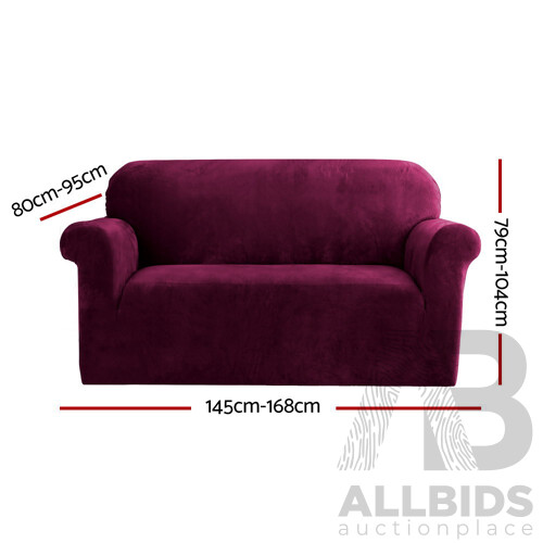 Velvet Sofa Cover Plush Couch Cover Lounge Slipcover 2 Seater Ruby Red - Brand New - Free Shipping