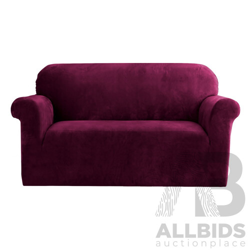Velvet Sofa Cover Plush Couch Cover Lounge Slipcover 2 Seater Ruby Red - Brand New - Free Shipping