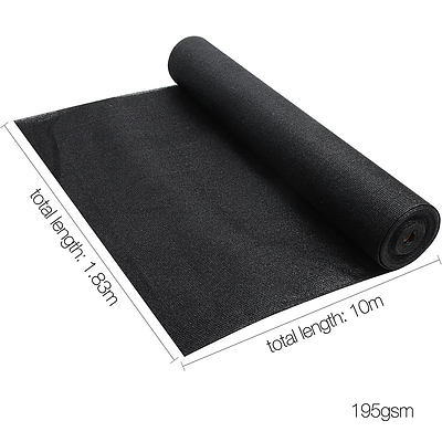 Instahut 1.83 x 10m Shade Sail Cloth - Black - Free Shipping