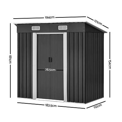 1.94 x 1.21m metal Tool Shed - Grey - Brand New - Free Shipping
