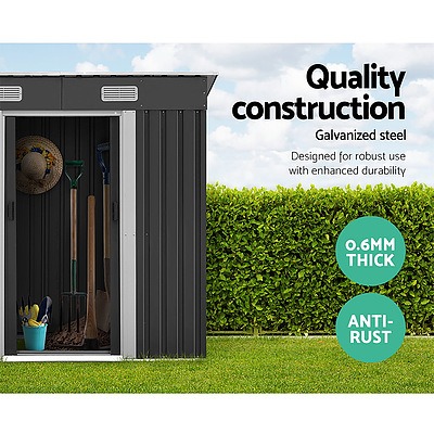 1.94 x 1.21m metal Base Garden Shed - Grey