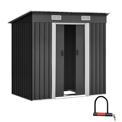1.94 x 1.21m metal Base Garden Shed - Grey