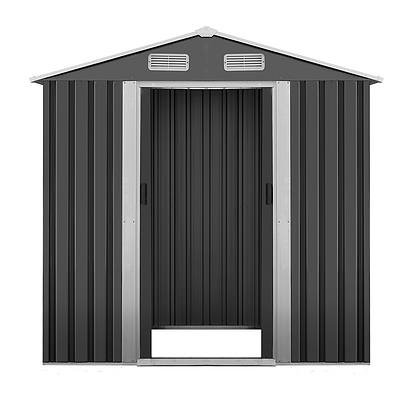 1.25 x 1.95m Steel Garden Shed - Grey