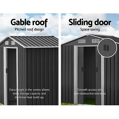 1.25 x 1.95m Steel Garden Shed - Grey