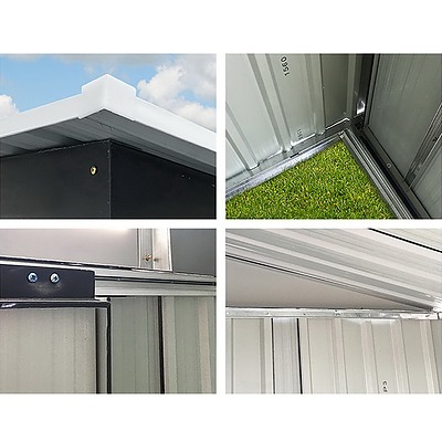 1.25 x 1.95m Steel Garden Shed - Grey