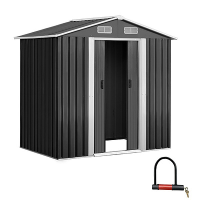 1.25 x 1.95m Steel Garden Shed - Grey