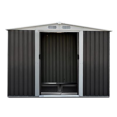 2.05 x 2.57m Steel Base Garden Shed - Grey