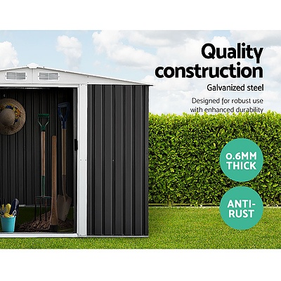 2.05 x 2.57m Steel Base Garden Shed - Grey
