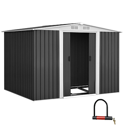 2.05 x 2.57m Steel Base Garden Shed - Grey