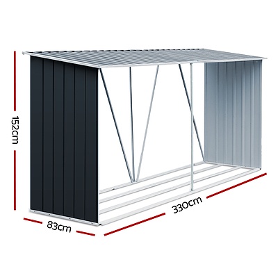 Log Storage Shed Galvanised Steel Outdoor Garden Firewood 3.5mÂ³ Shelter - Brand New - Free Shipping