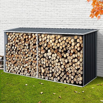 Log Storage Shed Galvanised Steel Outdoor Garden Firewood 3.5mÂ³ Shelter - Brand New - Free Shipping