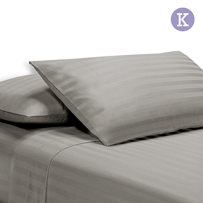 King Size 4 Piece Bedsheet Set - Grey - Free Shipping