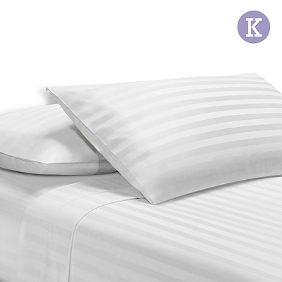 King Size 4 Piece Bedsheet Set - White - Free Shipping