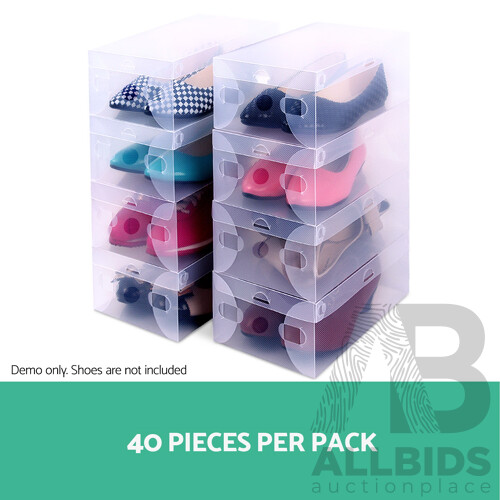 40pcs Clear Shoe Storage Box Transparent Foldable Stackable Boxes Organize Home - Brand New - Free Shipping